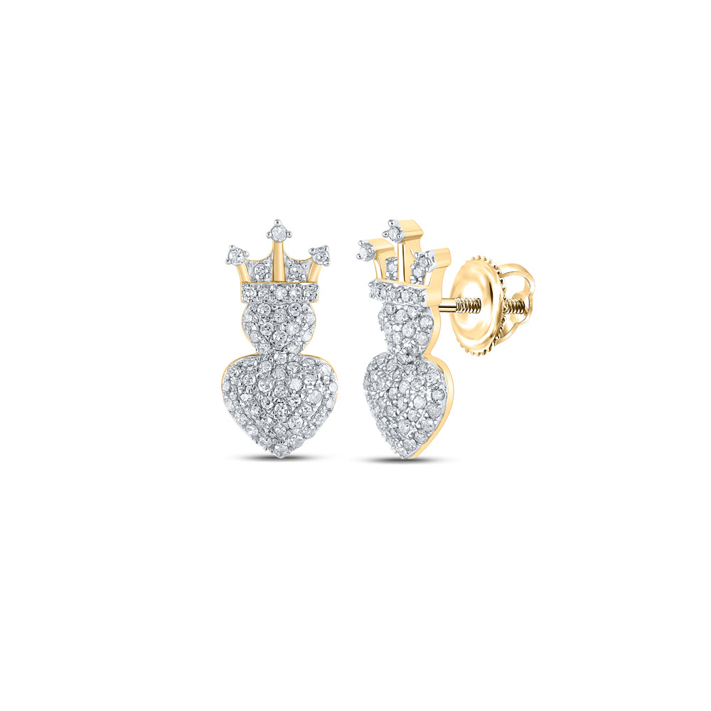 1/3CTW-DIA P1P2 CROWN HEART EARRING