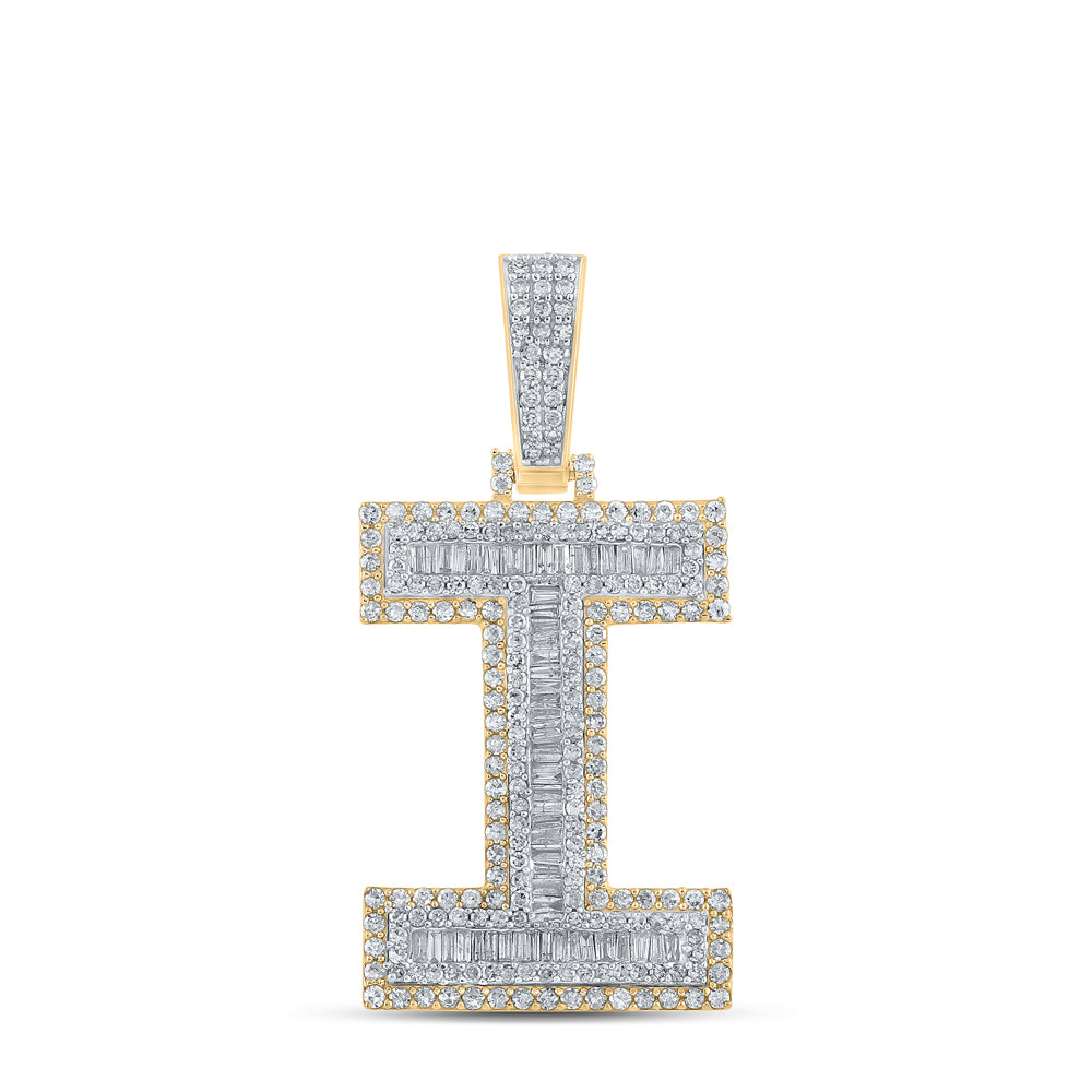1 3/4CTW-DIA CN MENS INITIAL "I" PENDANT