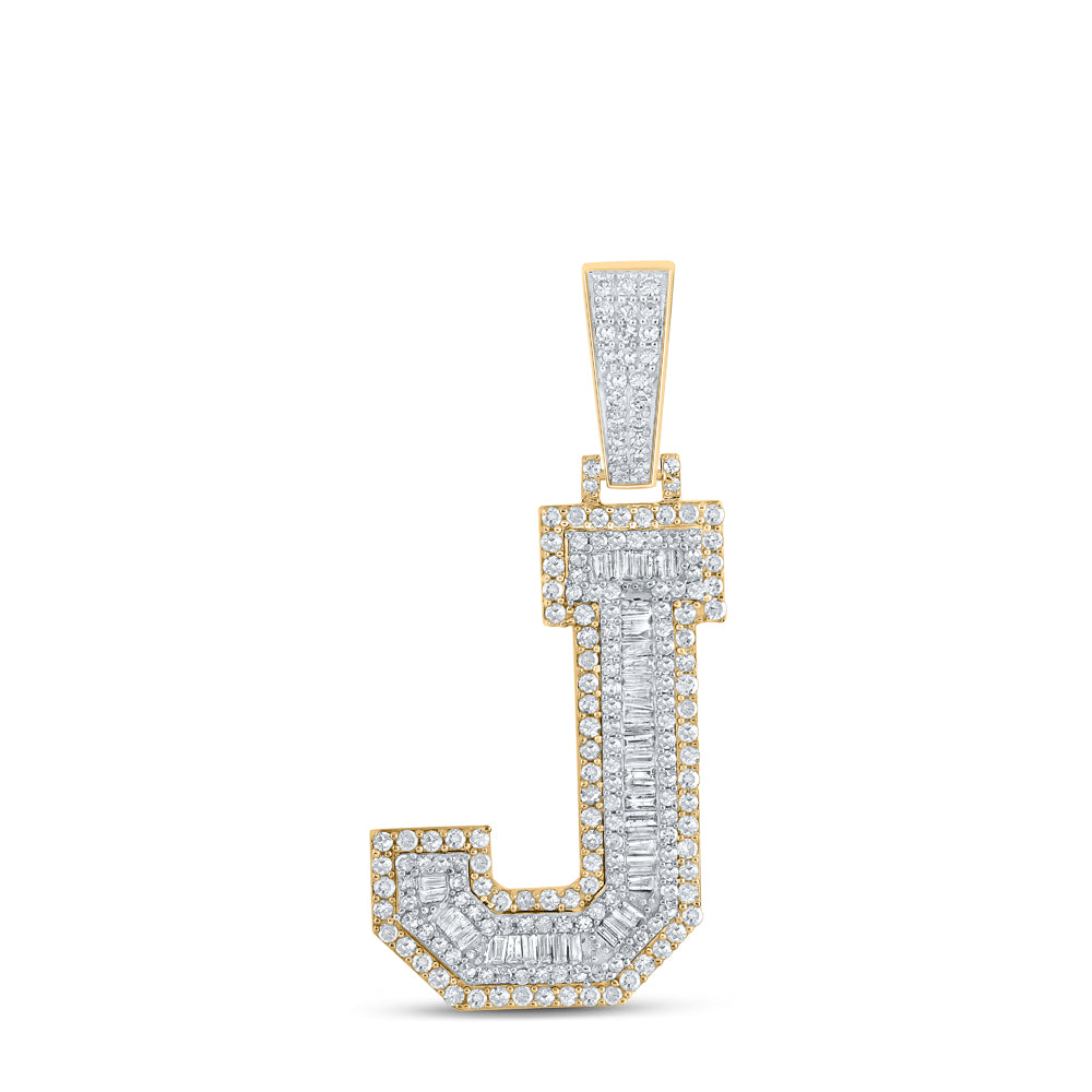 1 3/8CTW-DIA CN MENS INITIAL "J" PENDANT