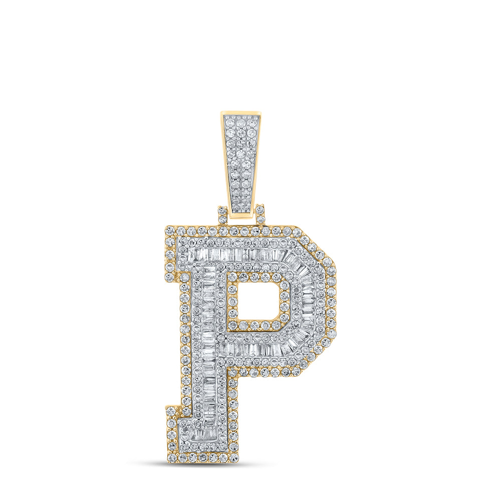 1 7/8CTW-DIA CN MENS INITIAL "P" PENDANT