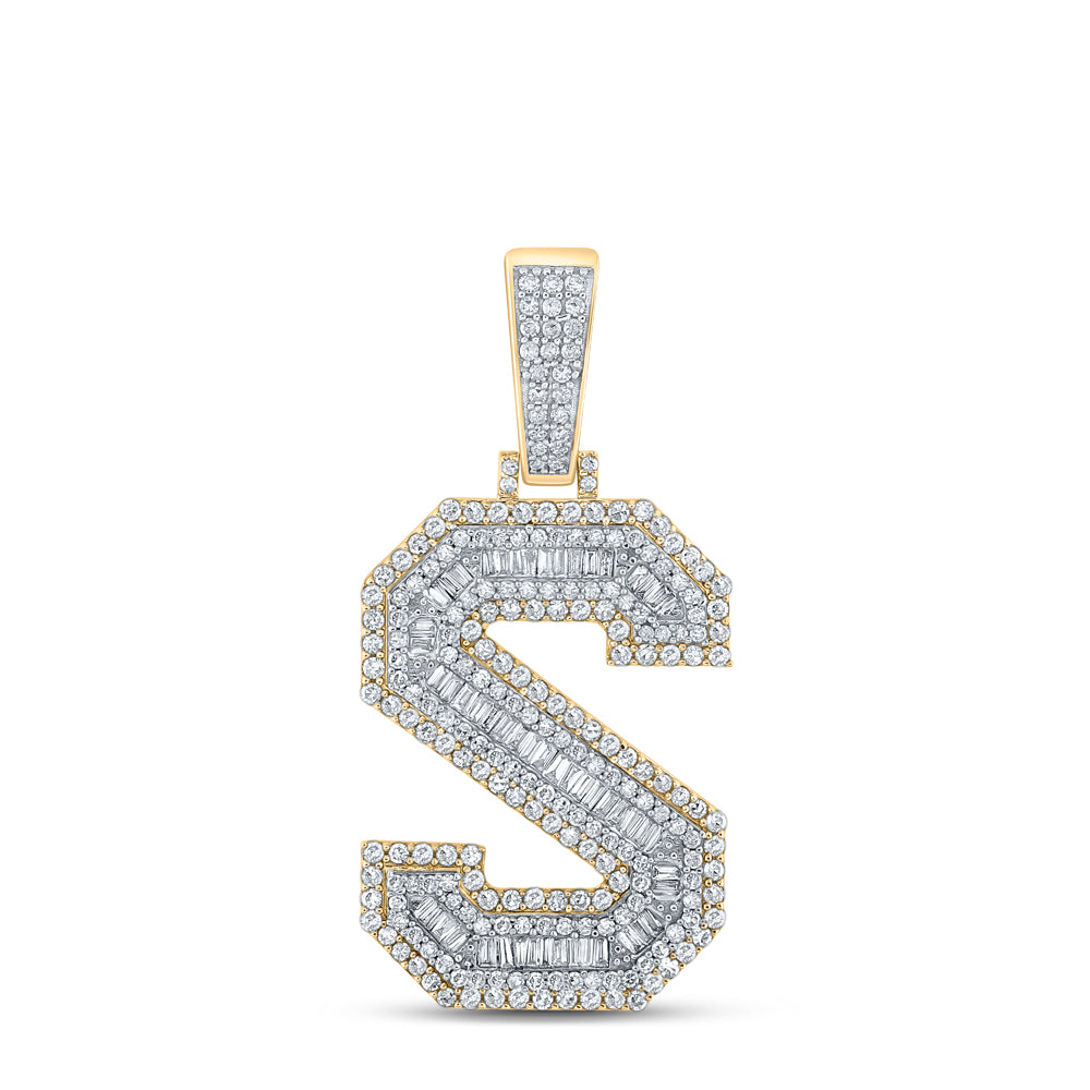 1 3/4CTW-DIA CN MENS INITIAL "S" PENDANT