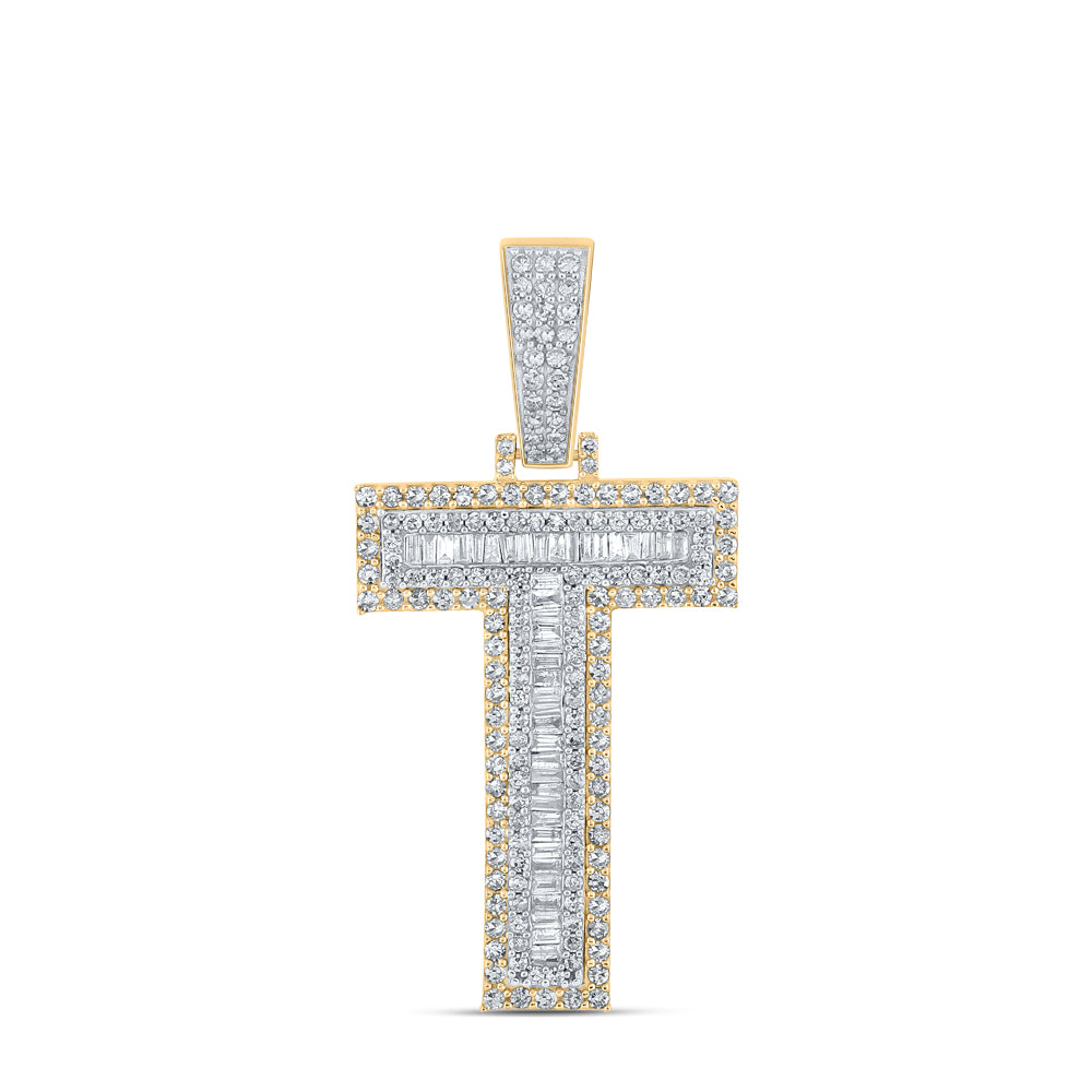 1 3/8CTW-DIA CN MENS INITIAL "T" PENDANT