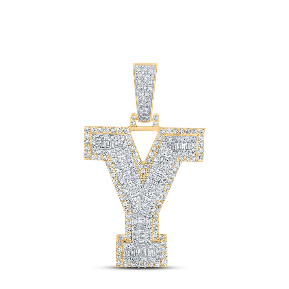 1 5/8CTW-DIA CN MENS INITIAL "Y" PENDANT