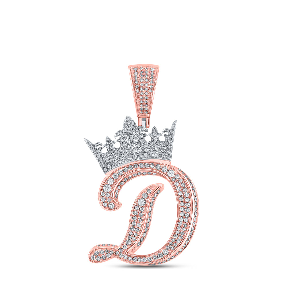 1 5/8CTW-DIA ANA M CROWN INITIAL "D" MENS PENDANT