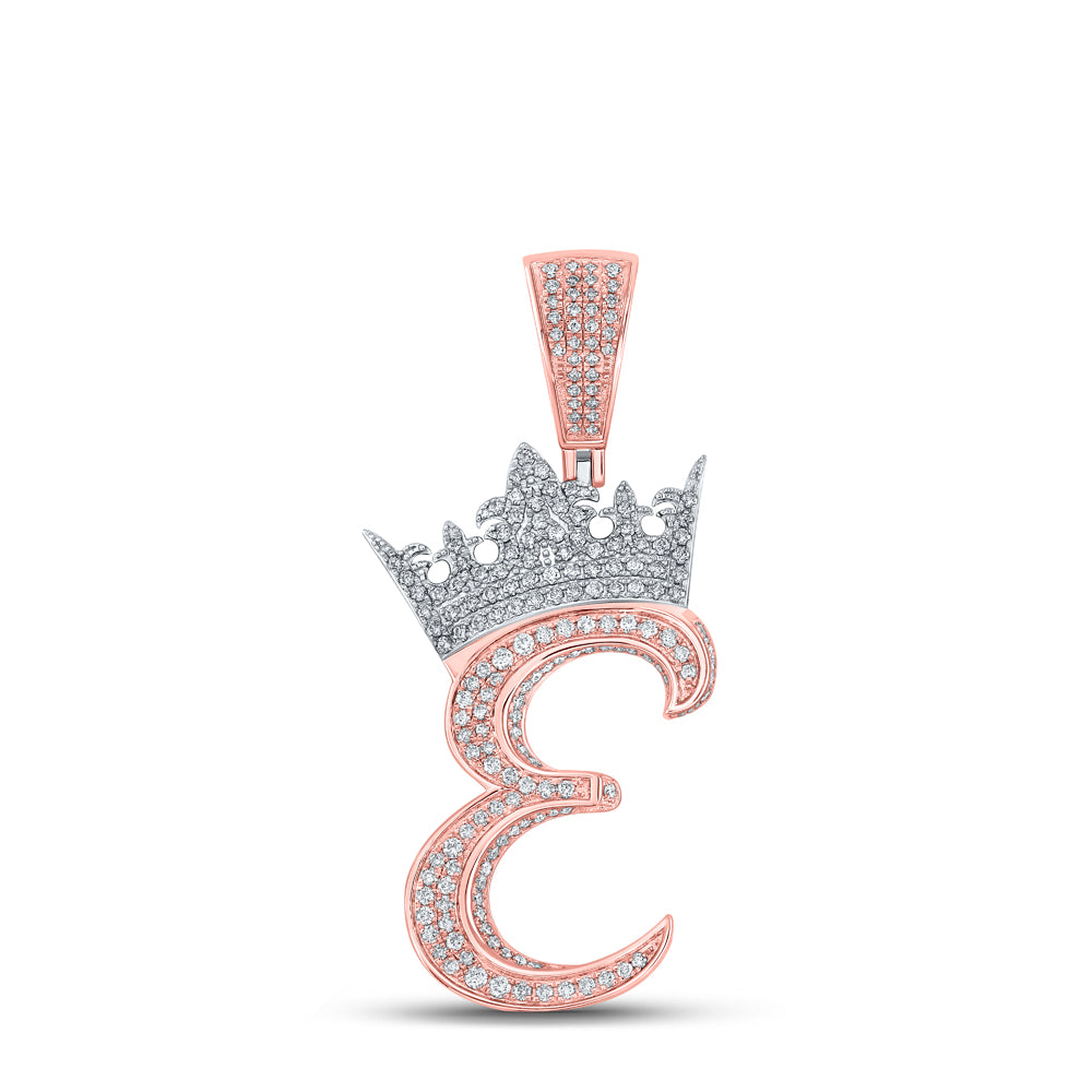 1 1/5CTW-DIA ANA M CROWN INITIAL "E" MENS PENDANT
