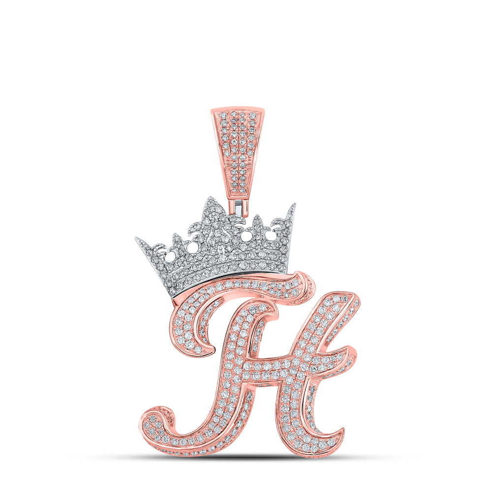 1 7/8CTW-DIA ANA M CROWN INITIAL "H" MENS PENDANT