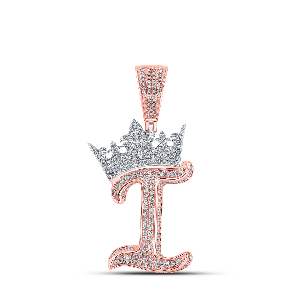 1 1/3CTW-DIA ANA M CROWN INITIAL "I" MENS PENDANT