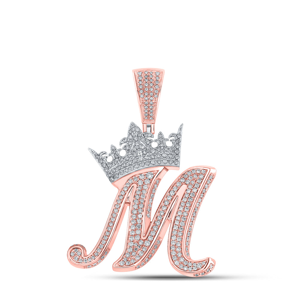 1 3/4CTW-DIA ANA M CROWN INITIAL "M" MENS PENDANT