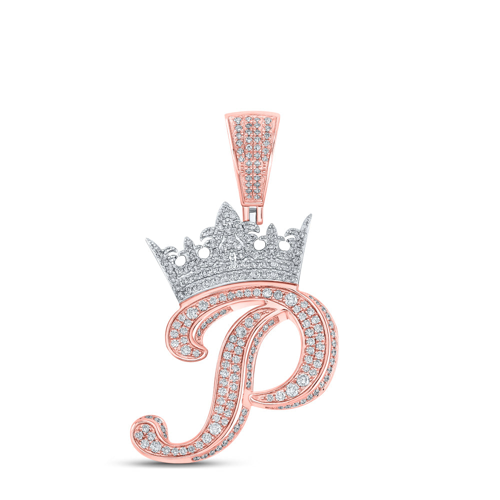 1 1/2CTW-DIA ANA M CROWN INITIAL "P" MENS PENDANT
