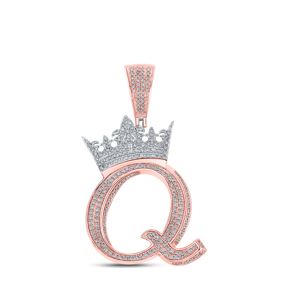 1 3/8CTW-DIA ANA M CROWN INITIAL "Q" MENS PENDANT
