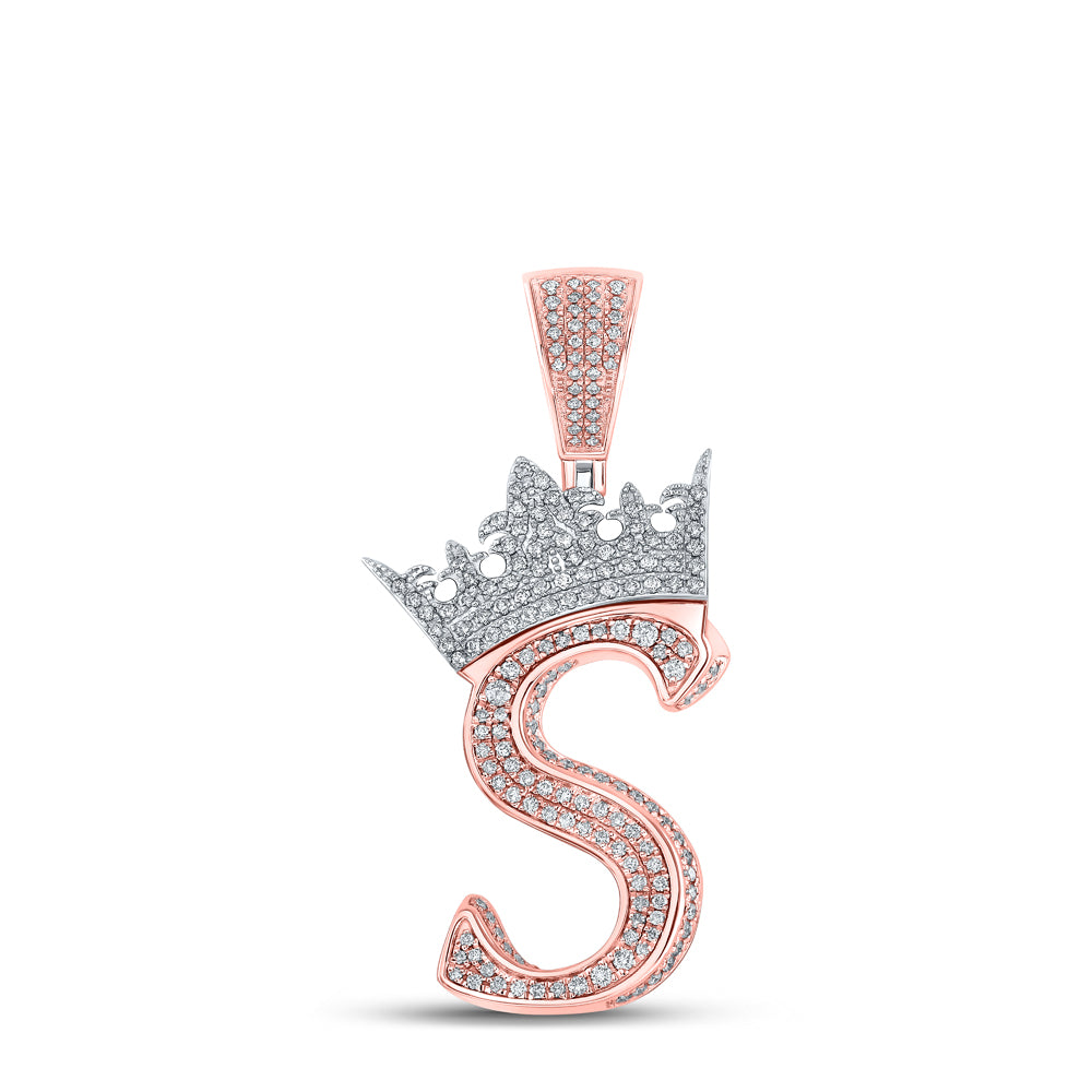1 1/5CTW-DIA ANA M CROWN INITIAL "S" MENS PENDANT