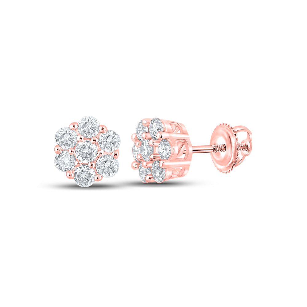 1/2CTW-DIA NK 7 STONE FLOWER EARRING