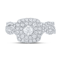 Load image into Gallery viewer, 1 CTW-DIA ANA M 1/3CT-CRD BRIDAL SET 2 HALO
