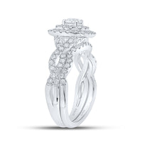 Load image into Gallery viewer, 1 CTW-DIA ANA M 1/3CT-CRD BRIDAL SET 2 HALO
