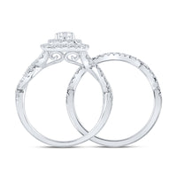 Load image into Gallery viewer, 1 CTW-DIA ANA M 1/3CT-CRD BRIDAL SET 2 HALO
