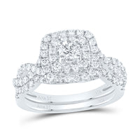Load image into Gallery viewer, 1 CTW-DIA ANA M 1/3CT-CRD BRIDAL SET 2 HALO
