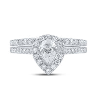 Load image into Gallery viewer, 1CTW-DIA ANA M 1/3CT-CPEAR SINGLE HALO BRIDAL SET RING
