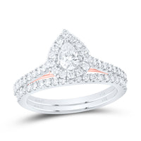 Load image into Gallery viewer, 1CTW-DIA ANA M 1/3CT-CPEAR SINGLE HALO BRIDAL SET RING
