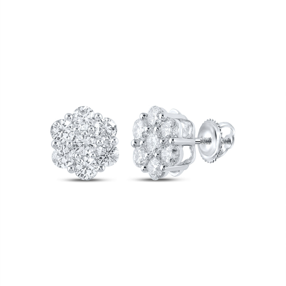 1 3/4CTW-DIA NK FLOWER EARRING