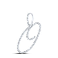 Load image into Gallery viewer, 14kt White Gold Womens Round Diamond O Initial Letter Pendant 3/8 Cttw

