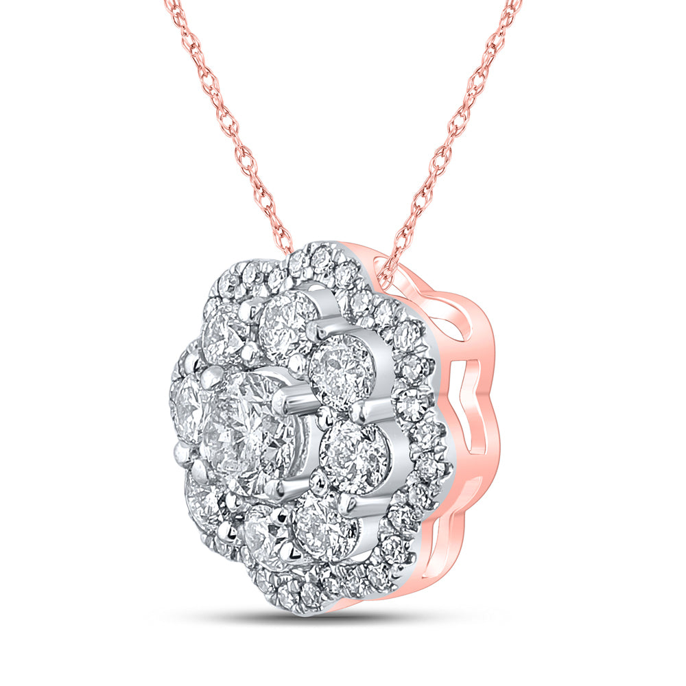 1/2CTW-DIA NK FLOWER PENDANT