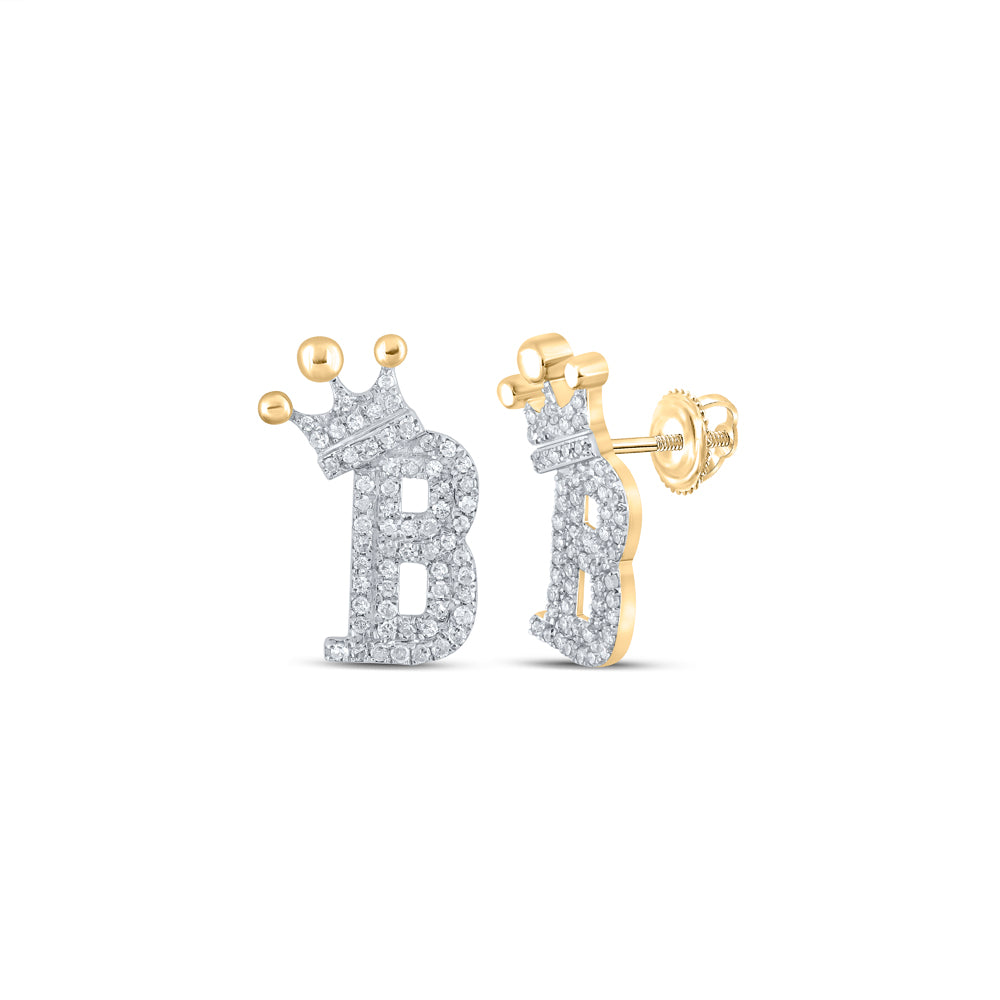 1/3CTW-DIA P1P2 INITIAL "B" CROWN EARRING