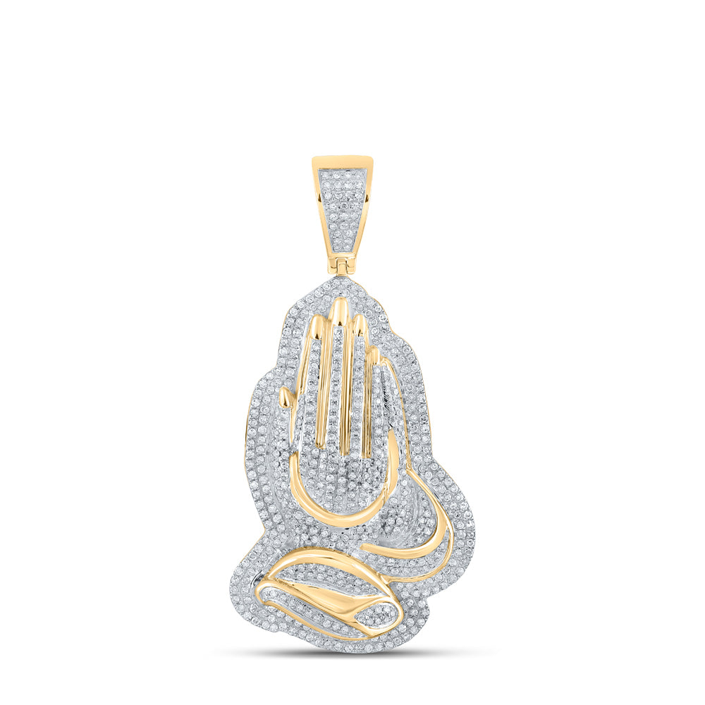 1 1/3CTW-DIA P1P2 ?PRAYING HANDS? MENS CHARM