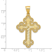 Load image into Gallery viewer, 14k Budded Greek Key Cross Pendant
