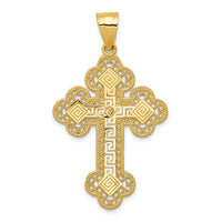 Load image into Gallery viewer, 14k Budded Greek Key Cross Pendant
