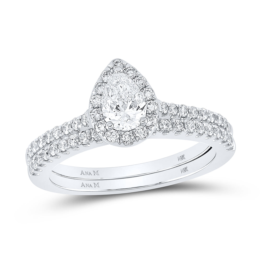1CTW-DIA ANA M 1/2CT-CPEAR SINGLE HALO BRIDAL SETS