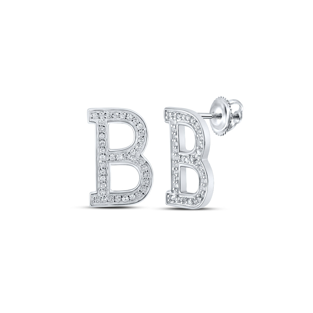 1/6CTW-DIA P1P2 INITIAL "B" GIFT EARRING