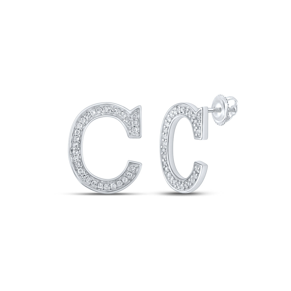 1/8CTW-DIA P1P2 INITIAL "C" GIFT EARRING