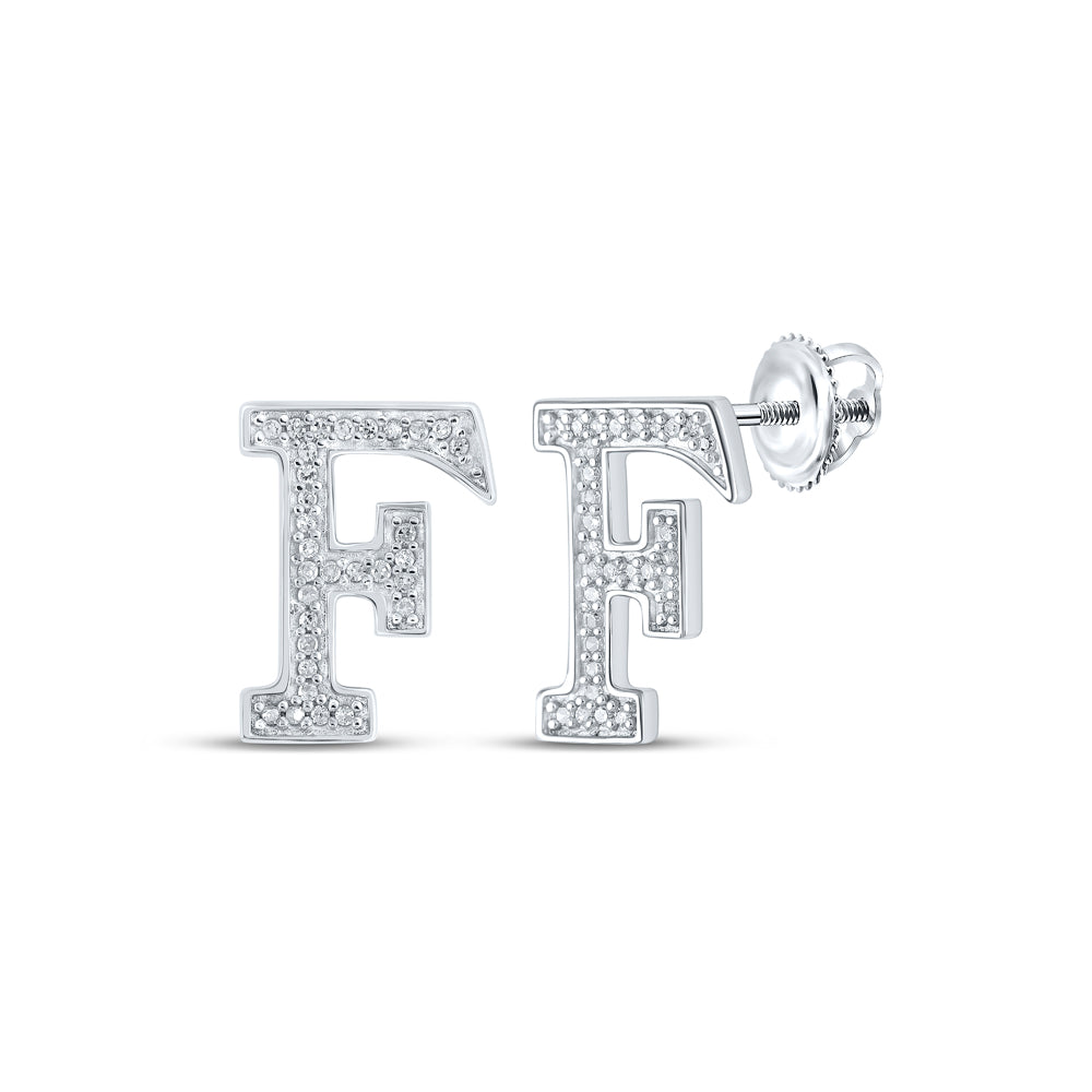 1/8CTW-DIA P1P2 INITIAL "F" GIFT EARRING
