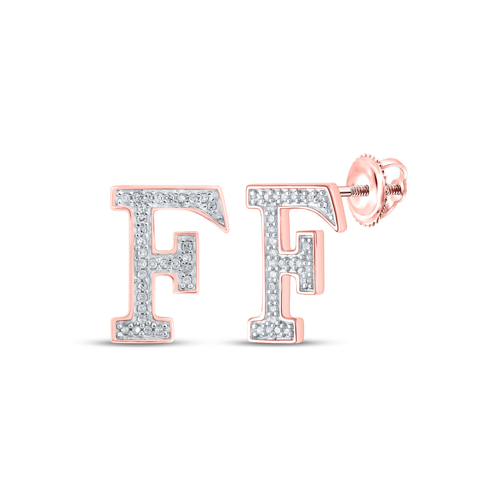 1/8CTW-DIA P1P2 INITIAL "F" GIFT EARRING