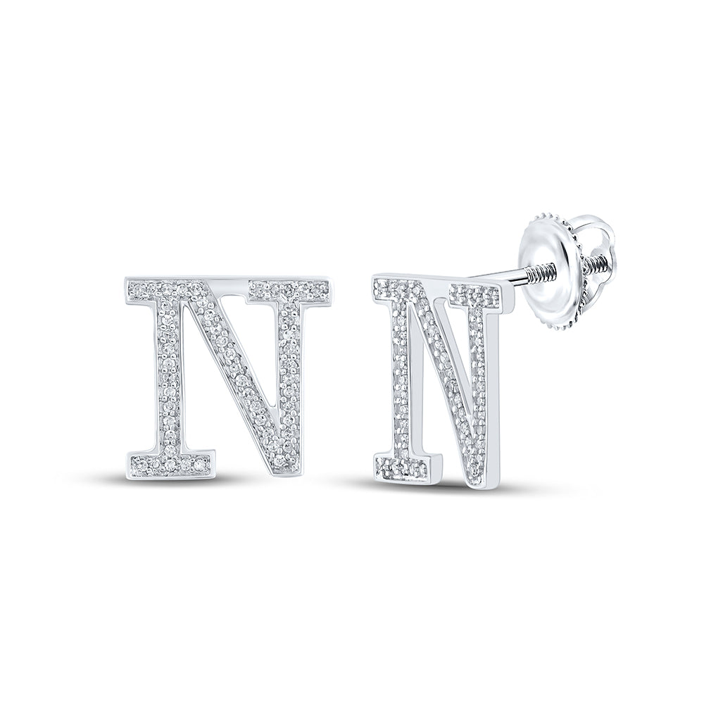 1/5CTW-DIA P1P2 INITIAL "N" GIFT EARRING