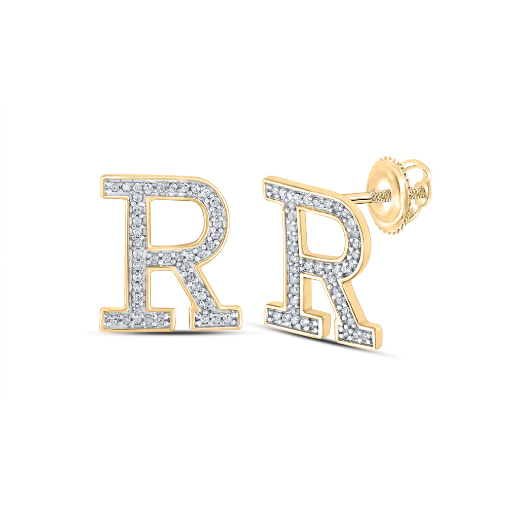 1/6CTW-DIA P1P2 INITIAL "R" GIFT EARRING