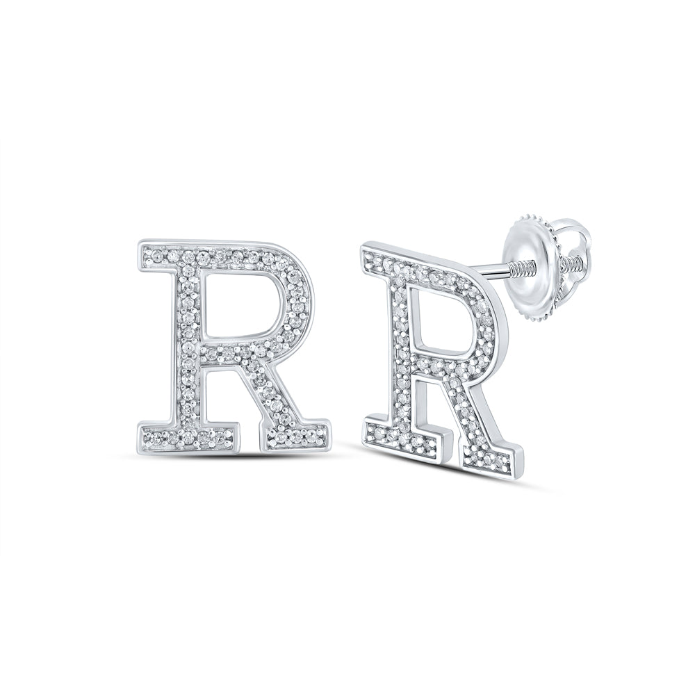 1/6CTW-DIA P1P2 INITIAL "R" GIFT EARRING