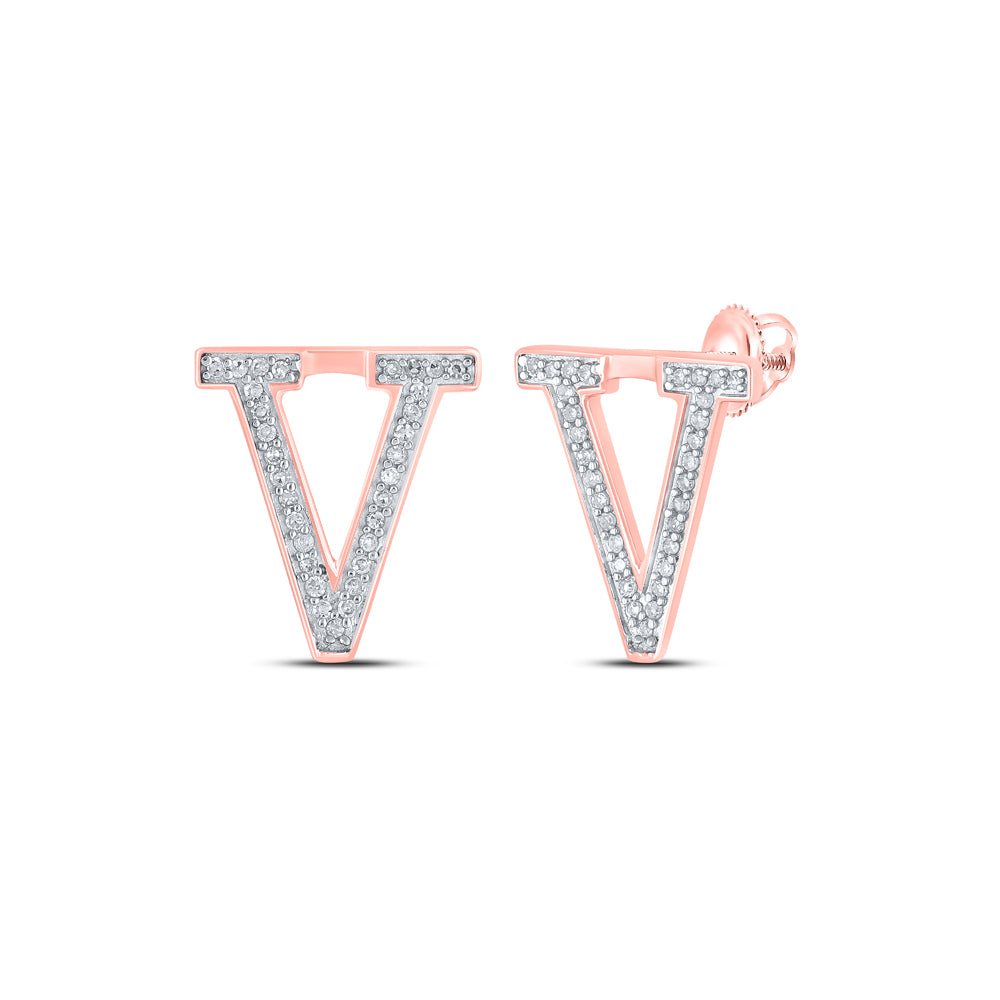 1/8CTW-DIA P1P2 INITIAL "V" GIFT EARRING
