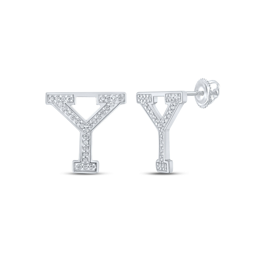1/8CTW-DIA P1P2 INITIAL "Y" GIFT EARRING