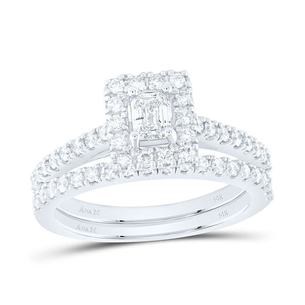 1CTW-DIA ANA M 1/3CT-CEME SINGLE HALO BRIDAL SET
