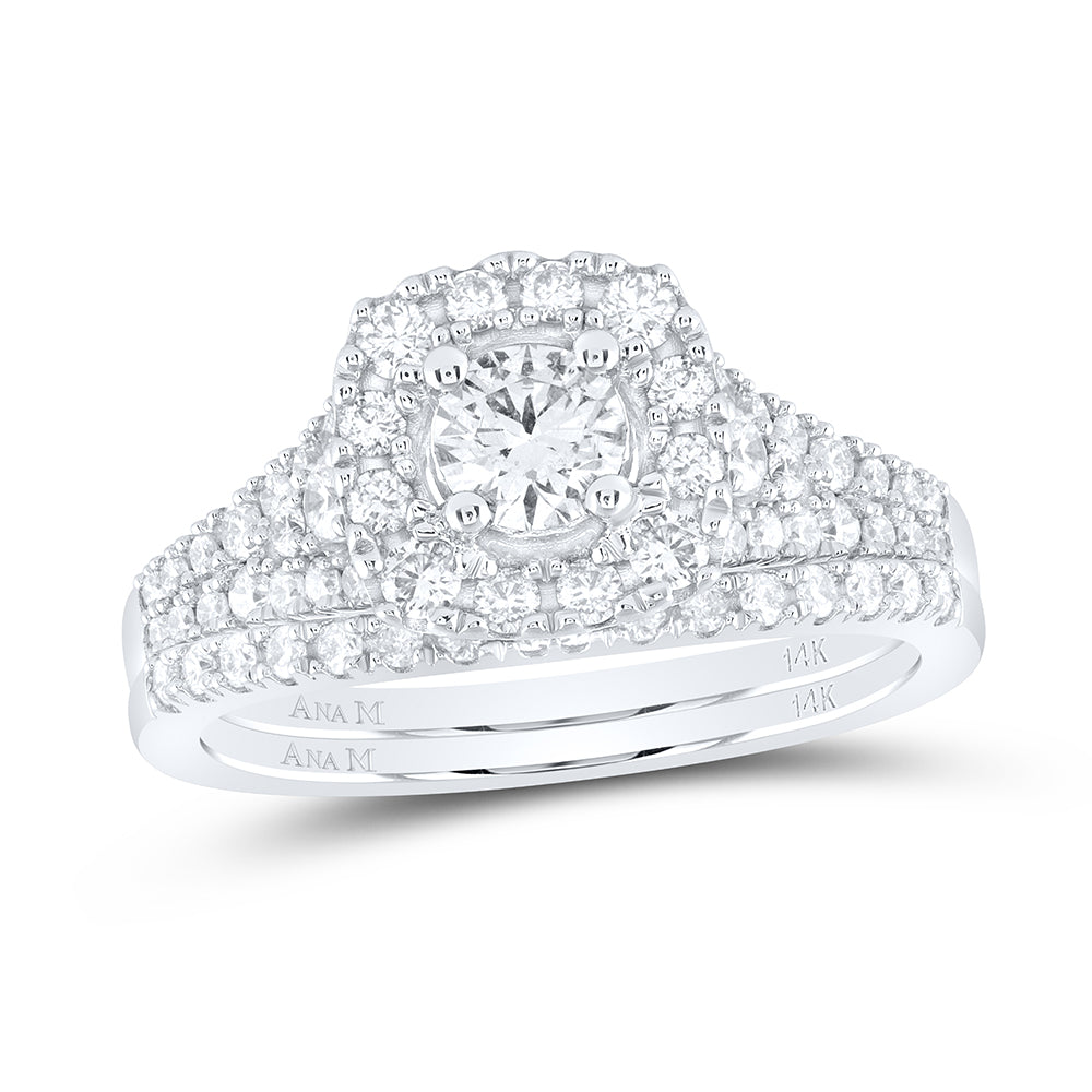 1CTW-DIA ANA M 1/3CT-CRD SINGLE HALO BRIDAL SET RING