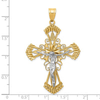 Load image into Gallery viewer, 14k Two-tone Diamond-cut Crucifix Pendant

