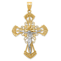 Load image into Gallery viewer, 14k Two-tone Diamond-cut Crucifix Pendant
