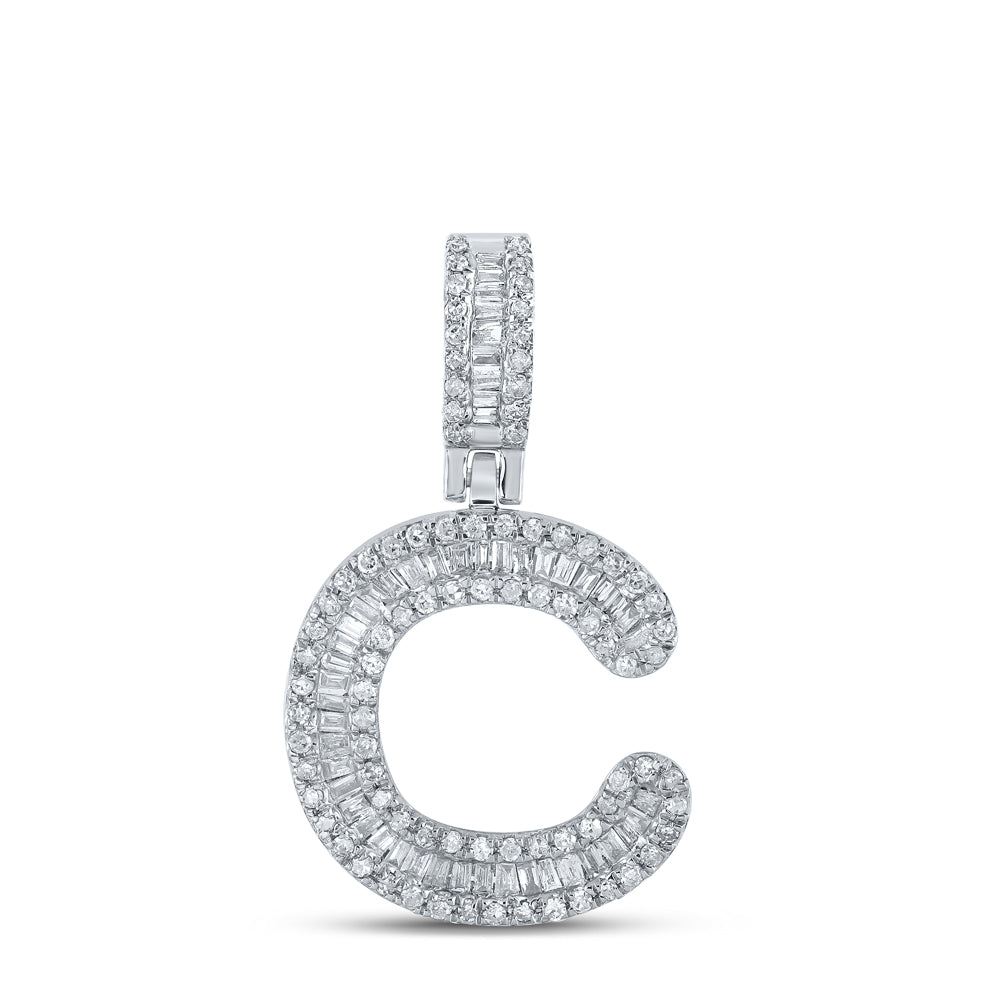 1/2CTW-DIA P1P2 MENS INITIAL "C" PENDANT