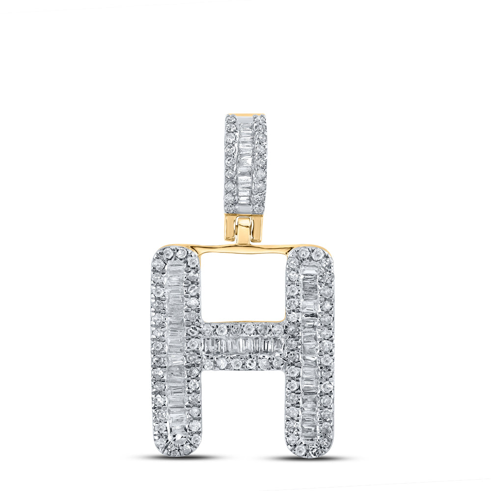 1/2CTW-DIA P1P2 MENS INITIAL "H" PENDANT