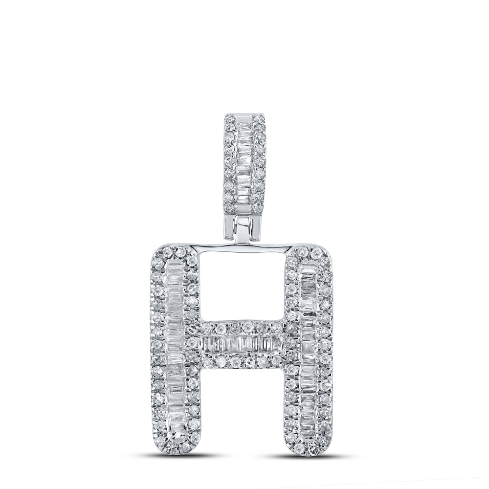 1/2CTW-DIA P1P2 MENS INITIAL "H" PENDANT