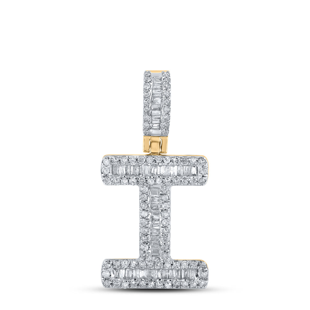 3/8CTW-DIA P1P2 MENS INITIAL "I" PENDANT