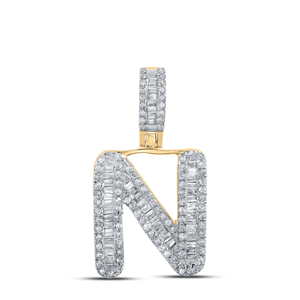 1/2CTW-DIA P1P2 MENS INITIAL "N" PENDANT