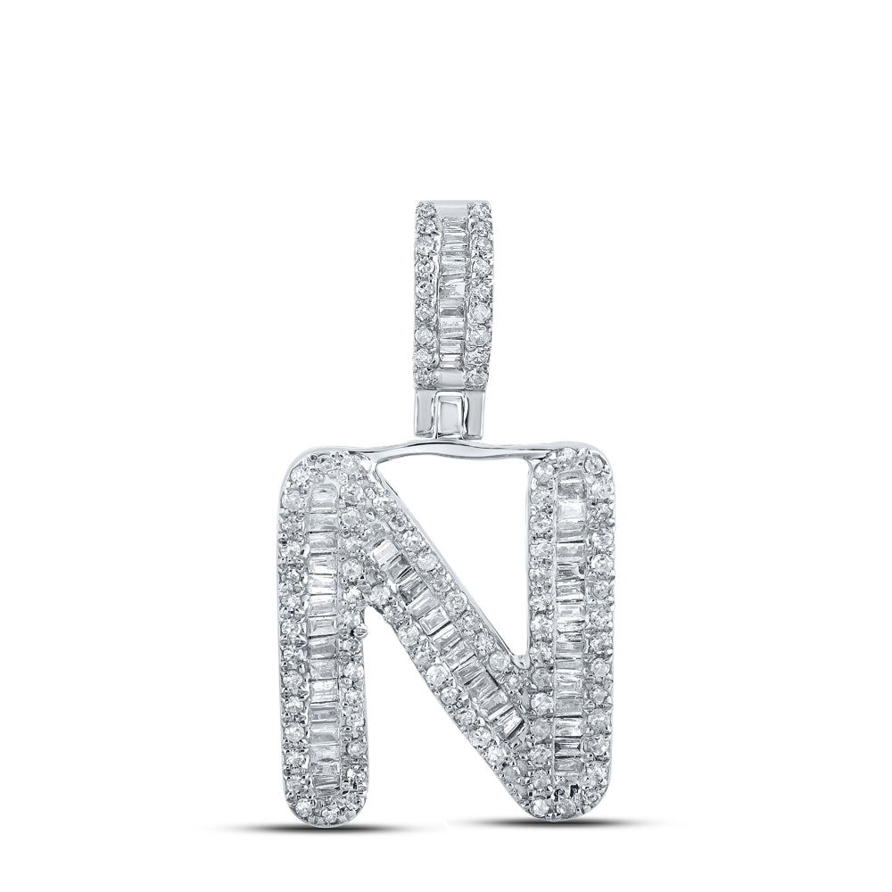 1/2CTW-DIA P1P2 MENS INITIAL "N" PENDANT