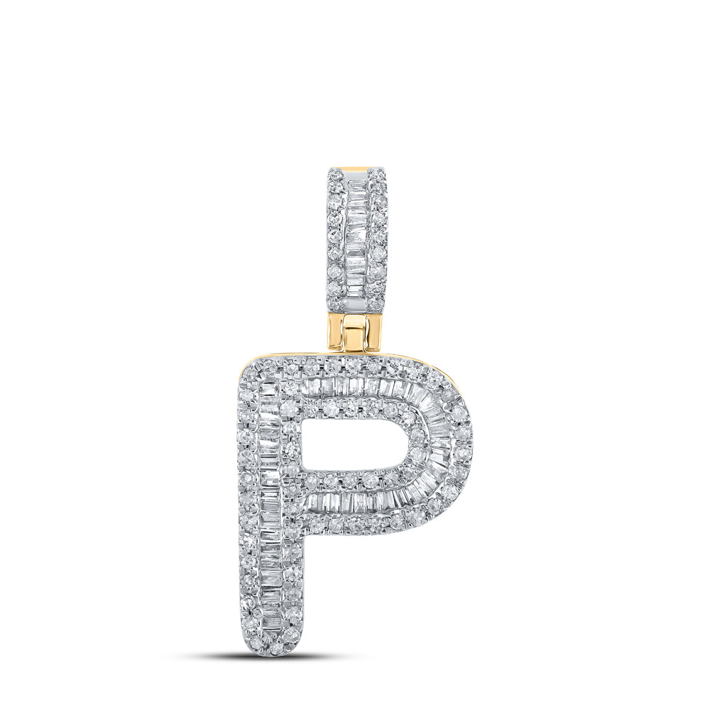 3/8CTW-DIA P1P2 MENS INITIAL "P" PENDANT